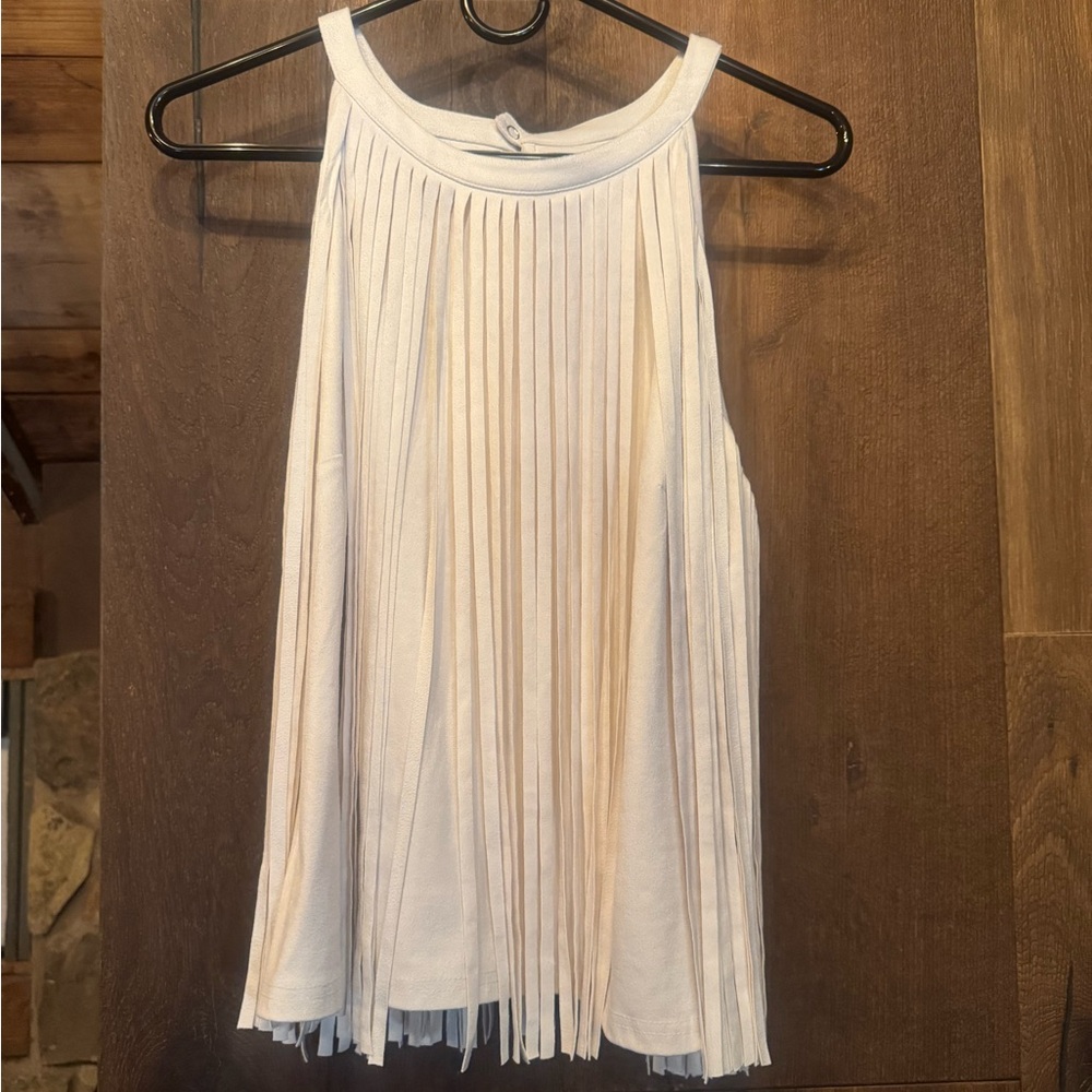Idyllwind White Sleeveless Pleated Tank Top